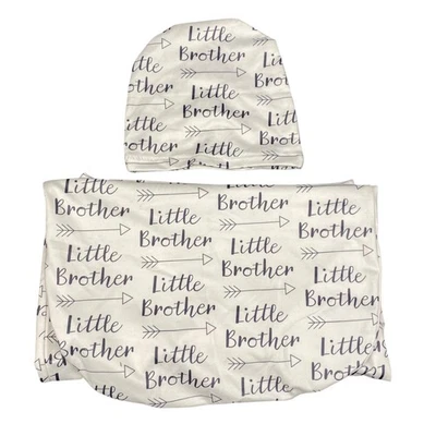 Conjunto de cobertor e chapéu Little Brother Swaddle bebê recém-nascido foto adereço flecha 552 - Imagem 1 de 4