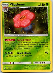 Pokemon Vileplume Holo Raro SM - Vínculos Ininterrumpidos 8/214 Casi Nuevo Holograma Inverso - Imagen 1 de 2