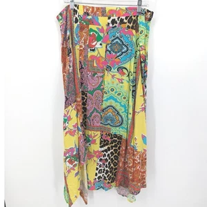 Falda Melissa Paige Mujer Grande Amarilla Colorida Midi Patchwork Asimétrica Boho - Imagen 1 de 9