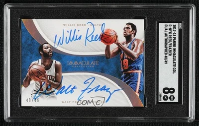 2017 Panini Immaculate Dual /49 Walt Frazier Willis Reed #D-NYK SGC 8 Auto HOF - Image 1 of 2