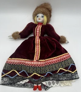 Porcelain Body Parts Hand Painted Blonde Russian Doll 19in Ethnic Outfit PL6 - Picture 1 of 11