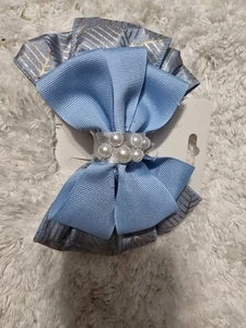 Hairbow Handmade Blue White Ribbon for All Types of Hair - Picture 1 of 1