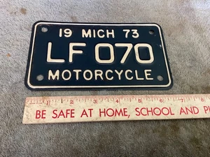 License Plate Tag Vintage 1973 Michigan Motorcycle LF 070 - Picture 1 of 1