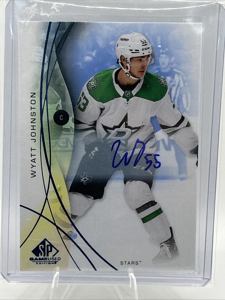 2022-23 SP Game Used Wyatt Johnston Blue Auto Rookie RC Dallas Stars #53 - Image 1 of 2