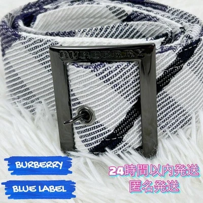 Cinturón Burberry Etiqueta Azul Cuadros Azul Marino Gris Blanco Mujer Accesorio Original Col Foto 1 de 4