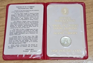 1985 Jersey £1 Coin Parish Emblems St Clement - Picture 1 of 4