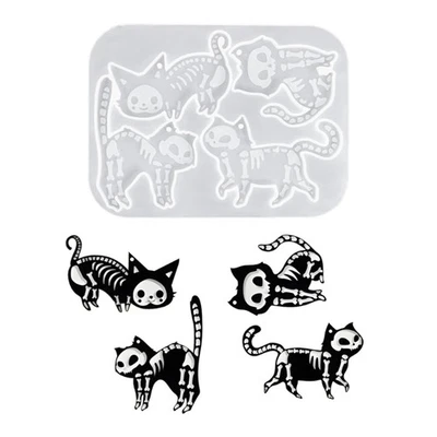 Lovely Skeleton Cats Silicone Mould Flexible Bakeware for Pendant Making - Image 1 of 4