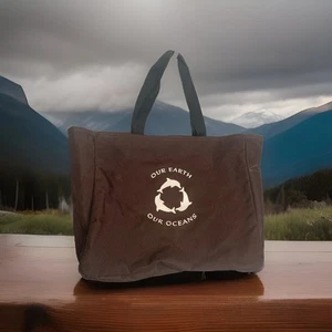 Bolso de Mano "Our Earth Our Oceans" Marrón Lona Pesada con Bolsillos Interior. - Imagen 1 de 17