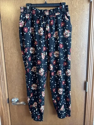 Pantalones Rewind Boho Estampado Floral Lg Cintura Elástica Pull-on Pierna Ancha Ajuste Fluido Foto 1 de 4