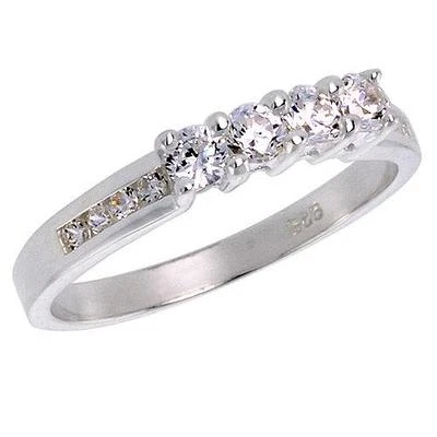 Argento Sterling Fidanzamento Anello W/Brillante Taglio Zircone Cubico Pietre - Immagine 1 di 2