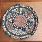 VTG African Woven Coil Flat Basket 12" Diameter Nigeria Africa Home Decor