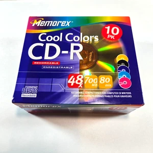Memorex CD-R Cool Colors 10 Pack 80 Min 48x 700 Mo Neuf Scellé - Photo 1/5