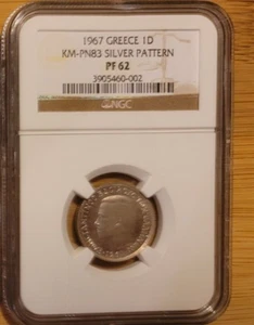 1967 Greece 1 Drachma SILVER Rare Proof COIN * NGC PF 62 TOP POP ONLY ONE - Picture 1 of 8