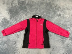THE NORTH FACE GIRL JACKET MEDIUM PINK  GRAY FULL ZIP FLEECE - Picture 1 of 12
