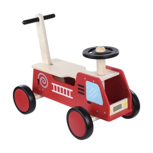 Wood Wooden Fire Truck Kids Ride On Firetruck with Push Handle & Storage Space - Picture 1 of 2