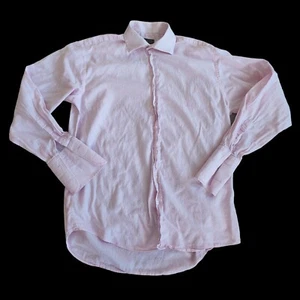 DAKS Pink Cotton Long Sleeve Shirt - French Cuffs - Vintage - 41/16 - Picture 1 of 7