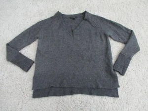 J.Crew Sweater Women Medium Gray J Crew Thick Merino Wool Alpaca V-Neck High-Low - Picture 1 of 14