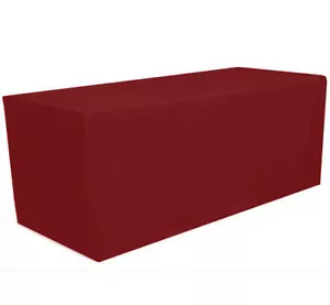 8' ft Fitted Polyester Tablecloth Table Cover Wedding Banquet Party Burgundy - Picture 1 of 2