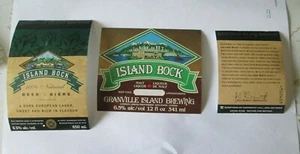 2 VINTAGE CANADA BEER LABEL ISLAND BOCK GRANVILLE ISLAND BREWING VANCOUVER - Picture 1 of 6