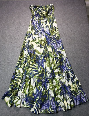 New York & Company long women size XS floral strapless maxi dress green purple - Image 1 of 4
