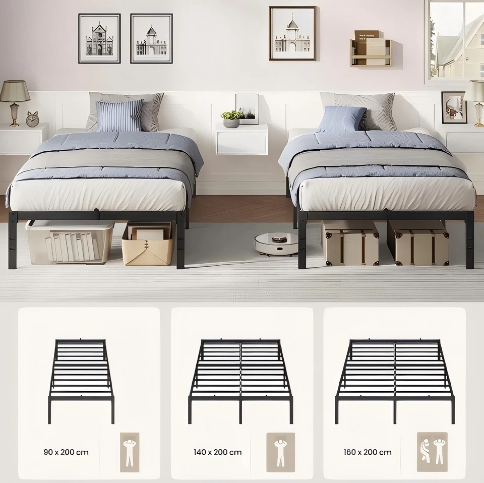 Bettgestell geräuscharm Metallbett Bettrahmen hochtragfähig mehrfachgrößen - Bild 1 von 1