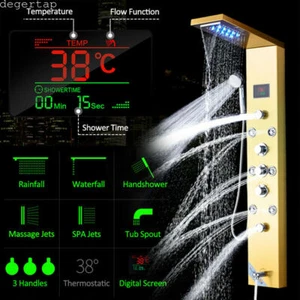 Columna de Hidromasaje Ducha Luces Led Panel Ducha de Cascada Acero Inoxidable - Imagen 1 de 12
