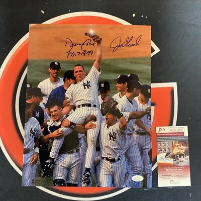 David Cone Joe Girardi Signed NY Yankees Perfect Game 11x14 Autographed JSA - Image 1 of 3