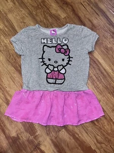 Girls size Medium 8 Sanrio Hello Kitty Short Sleeve tutu t-shirt Top graphic Pri - Picture 1 of 3