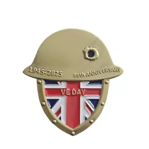 2Pcs VE Day 80th anniversary Pin Badge Brooch Victory In Europe 1945 2025 Gift - Picture 1 of 3