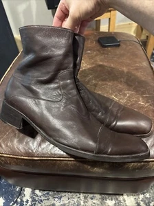 Etiqueta Negra Hombres Ankle Boots 1970s Hipster Boots Brown Leather Men’s 11 - Picture 1 of 15