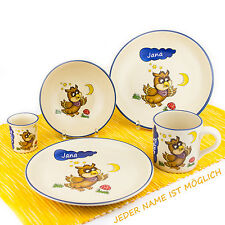 Enfants vaisselle set avec wunschname 5-tlg girafe en céramique assiette bol à céréales tasse