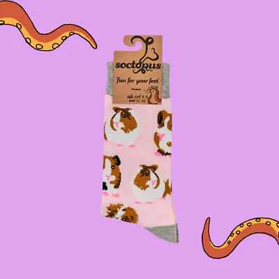 SOCTOPUS Guinea Pig Socks Pink Ladies Womens Pigs Girls 4-8 Christmas Gift New