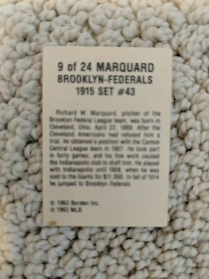 1993 Cracker Jack 1915 Reprints #9 Rube Marquard, FREE SHIPPING 👌 VF, HTF - Image 1 of 4