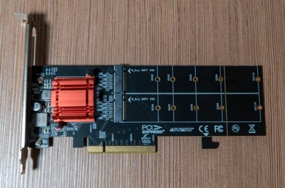 Dualer M.2 PCIe NVMe Adapter Bifurcation PCIe 3.1 x8/x16 NVMe SSDs 2230–2211 - Bild 1 von 2