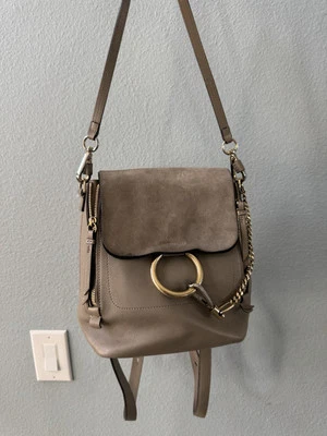 Chloe Grey Leather & Suede Mini Faye Backpack - Image 1 of 4
