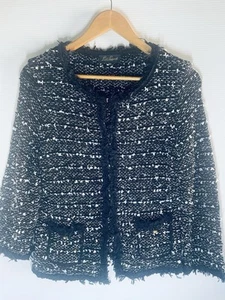 Luisa Spagnoli Italy Y2K Vintage Cotton Knit Designer Crop Cardigan Jacket Sz M - Picture 1 of 13