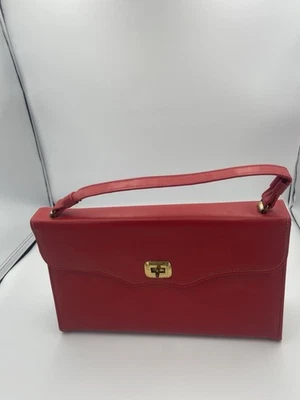 Bolso de mano vintage rojo tela negra interior con cremallera Foto 1 de 4