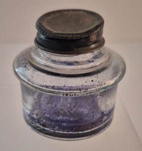Antique Vintage Clear Glass Square Desk Fountain Pen Ink Well for 7/8 hole - Picture 1 of 4