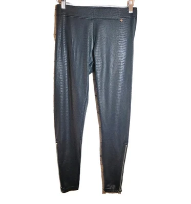 Leggings Armani Exchange Imitación Cuero Piel de Serpiente Negros Talla S Cremallera al Tobillo Roca Gótica Foto 1 de 4