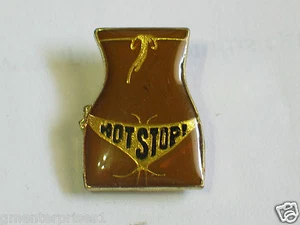 Hot Stop Bikini Lapel Pin Motorcycle Sexy Girl Hat Tack Sayings 1980's era - Picture 1 of 1
