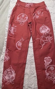 Anthropologie Pilcro The Roamer Pants Floral Rust/ Orange Size 26 - Picture 1 of 12