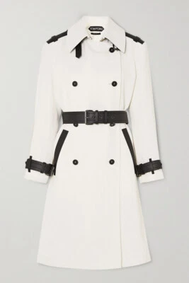 White Leather Trench Coat Womens 100% Lambskin Size S M L XL XXL 3XL Custom Made - Image 1 of 4