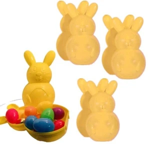 Juego de 4 contenedores de plástico rellenables de conejito huevo de Pascua amarillo caramelo decoración baby shower - Imagen 1 de 5