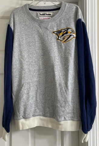 Nashville Predators Mitchell & Ness Logo Crew Neck Sweatshirt Women's Sz M! Cover