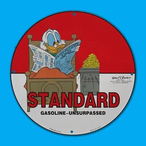 VINTAGE 1940 WALT DISNEY STANDARD GASOLINE SERVICE RED BED OIL PORCELAIN SIGN - Picture 1 of 1