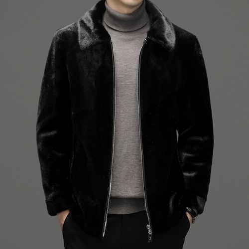 VETEMENTS Cappotto pelliccia visone vera uomo risvolto pelliccia visone sciolto invernale giacca peluche nero top