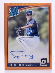 2018 Donruss Optic Rated Signatures Orange Felix Jorge RC Auto 93/99 Twins - Picture 1 of 2