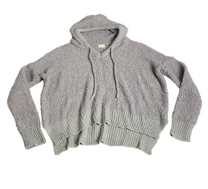 POL Hoodie Womens L Gray Popcorn Hooded Sweater Chunky Knit Oversized Comfort - Picture 1 of 15