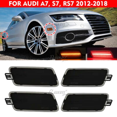 For 12-18 Audi A7 Quattro RS7 S7 LED Front Rear Bumper Side Marker Lights Smoked - Image 1 of 4