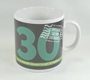 Taza grande de cerámica Russ Berrie 2002 30 cumpleaños entrando segunda taza infantil - Imagen 1 de 4